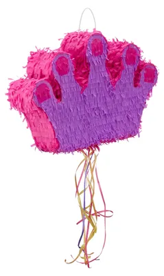 Image de Relaxdays Couronne piñata, à suspendre, enfants, filles, anniversaire, à remplir, piñata, L x l x H 31 x 49 x 10 cm, violet-rose