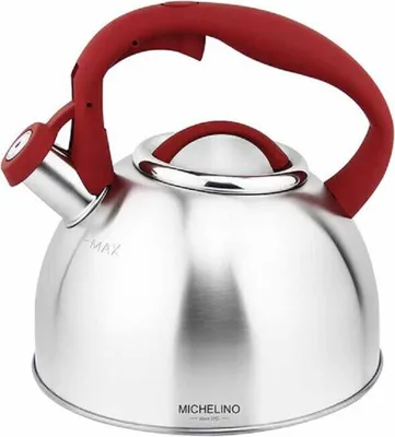 Immagine prodotto di Bollitore flute MICHELINO da 2,5 litri in acciaio inox adatto a tutti i tipi di cucina rosso