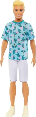 Immagine prodotto di Mattel - Ken Fashionistas capelli biondi con t-shirt cactus e pantaloncini bianchi / da Assort - Mattel HJT10 - (Giocattoli / Bambole)