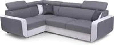 Produktbild von Ecksofa mit Schlaffunktion und Bettkasten - Ottomane links als auch rechts montierbar | Couch für Wohnzimmer, Schlafsofa Sofagarnitur Sofa Eckcouch L-Form Wohnlandschaft - 263 x 184 x 97 cm - Celine (Grau)
