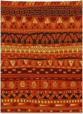 Produktbild von Abakuhaus Stammes Wandteppich, Afrikanische geometrische Kunst aus Weiches Mikrofaser Stoff Kein Verblassen Klare Farben Waschbar, 110 x 150 cm, Orange Gelb