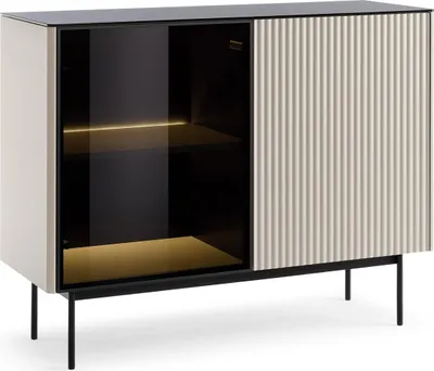 Produktbild von Masseno Kommode VELLUTO 107 cm Sideboard und 2 Türen für Wohnzimmer Schlafzimmer Modern 107x39x84 cm Kaschmir / Kaschmir