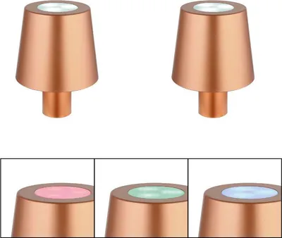 Produktbild von 2er Set RGB LED Tischleuchte, Flaschenaufsatz, gold, Touch, H 14 cm