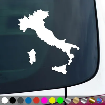 Produktbild von PantherPixel Italien Aufkleber Italy Italia Karte Umriss Sticker Auto Geschenkidee Farbe Weiss