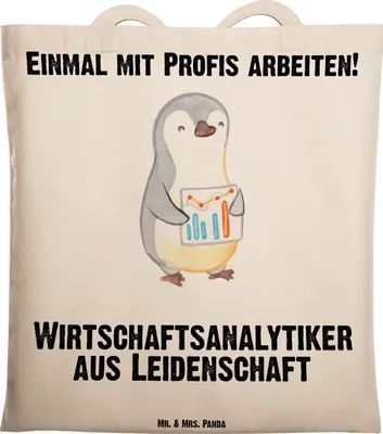 Produktbild von Mr. & Mrs. Panda Tote Bag Wirtschaftsanalytiker Leidenschaft - Transparent - Geschenk, Tragetasche, Tasche, Stoffbeutel, Einkaufstasche, Shopping