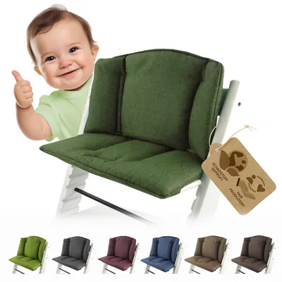 Produktbild von BAMBINIWELT Ersatzbezug, Kissen-Set für Hochstuhl/Kinderstuhl Stokke Tripp Trapp, Sitzverkleinerer dunkelgrün meliert