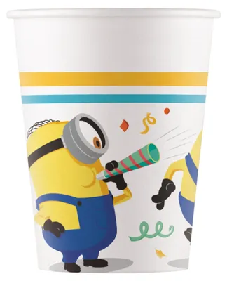 Image de décoration de table "Minions" | Gobelet en carton 200ml/8pcs