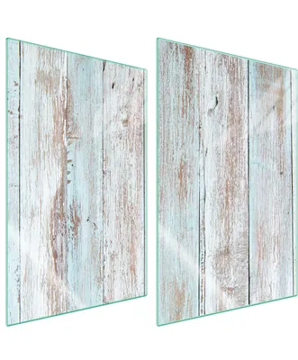 Immagine prodotto di Piastre copri fornelli 2 pezzi 35x52 Copri piano cottura in Vetroceramica tagliere in vetro color legno