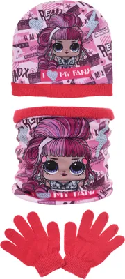 Produktbild von L.O.L. Surprise! Kinder Mädchen Winter-Set 3-tlg. Mütze, Schal und Handschuhe  , Größe:52