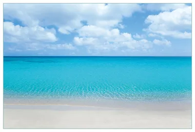 Produktbild von Wallario Küchenrückwand aus Glas, Größe: 90 x 60 cm, Motiv: Sandstrand und blaues Meer | Spritzschutz | abwischbar | pflegeleicht | in