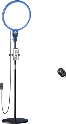 Imagen del producto de Anillo de luz con trípode de 165 cm, temperatura de color de 6500 K, ideal para fotografía de estudio, selfies y grabación de video