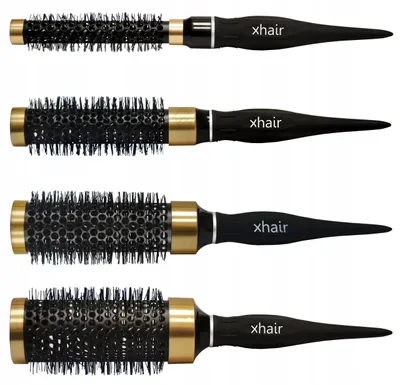 Produktbild von Rundbürste xhair schwarz 45 mm mit integriertem Spitzkamm Nylonborsten