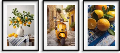 Produktbild von Moderne Wandposter für die Küche Zitronen Vespa Urlaub Ansicht 3x30x40