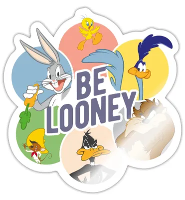 Produktbild von Spreadshirt Looney Tunes Charaktere Be Looney Sticker Aufkleber, 10 x 10 cm, Weiß glänzend