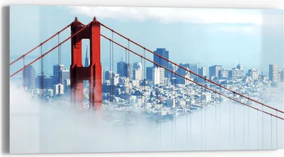 Produktbild von DEQORI Glasbild Echtglas 60x30 cm 'Brücke im Nebel' Wandbild Bild modern Deko
