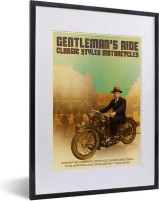 Produktbild von MuchoWow® MuchoWow® Gerahmtes Poster Mancave - Motor - Männer - Vintage 30x40 cm - Poster mit zchwarzem Bilderrahmen - Wandposter Schlafzimmer