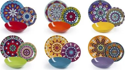Image de Mandala Etno Service de table, porcelaine, multicolore, 18 pièces