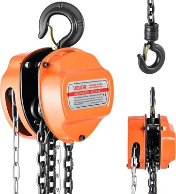 Image de Palan à chaîne manuel, capacité 1 tonne (2200 lb), bloc chaîne manuel avec chaîne galvanisée G80 améliorée, hauteur de levage 3 m, palan à poulie robuste pour garage, entrepôt, machines automobiles, orange