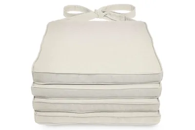 Produktbild von sunnypillow 4er Set Stuhlkissen 40 x 45 x 5cm | Polsterauflage Auflage für Stühle / Rattanstühle | Stuhlauflage mit Schleifenbändern | Indoor / Outdoor | Ecru |