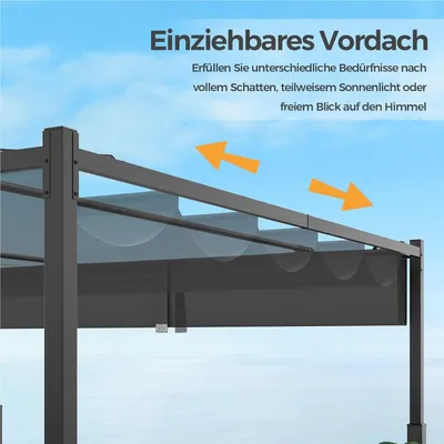 Produktbild von Pergola – Gartenpavillon – Laube – Terrassenüberdachung – Sonnenschutz – Wasserdichte Schiebedachkonstruktion