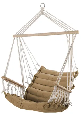 Produktbild von DESIGN Hängesessel MALY-BRAUN-INDOOR Hängekorb Schwebesessel Stoffsessel inkl. Armlehnen mit extrem gemütlichem Sitz Kissen 6cm dick (ohne Hängesesselstell)