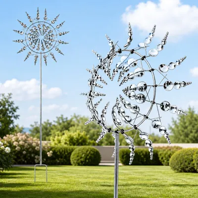 Productafbeelding van Omgoods - 30cm 3D Tuin Windmolen van Metaal met 360° Beweging
