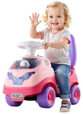 Immagine prodotto di VEVOR, scivolo per bambini, veicolo scivolo con clacson e musica, capacità di carico 22 kg, spazio per riporre i bagagli sotto il sedile, girello per bambini da 19 a 36 mesi, rosa