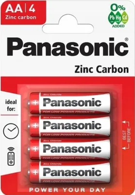 Produktbild von Panasonic R6 AA 1,5 V Zink-Kohle-Stabbatterien, 4 Stück