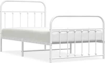 Produktbild von vidaXL Bettgestell mit Kopf- und Fußteil Metall Weiß 100x190 cm