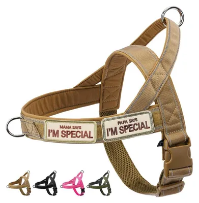 Produktbild von No Pull Hundegeschirr für kleine mittelgroße Hunde, ausbruchsicher, verstellbar, reflektierend, Braun, Größe S