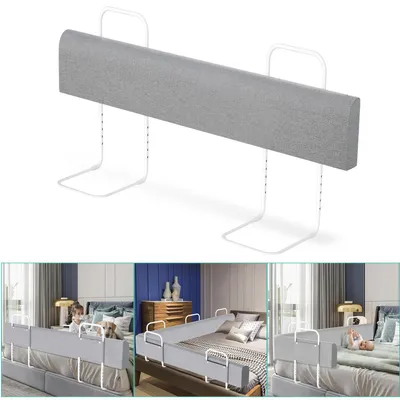 Produktbild von Vigevee 1x Bettgitter 150cm Grau, höhenverstellbares Bettschutzgitter, Kinderbettgitter Babybettgitter Rausfallschutz für Familienbett & Kinderbett