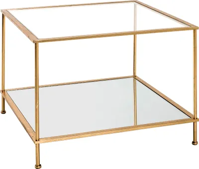 Produktbild von HAKU Beistelltisch Couchtisch gold - Metall, Sicherheitsglas 5 mm, Spiegel, B/H/T: 60x45x60 cm