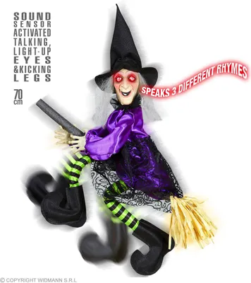 Produktbild von Sprechende Hexe mit strampelnden Beinen und Leuchtaugen | Halloween Dekoration