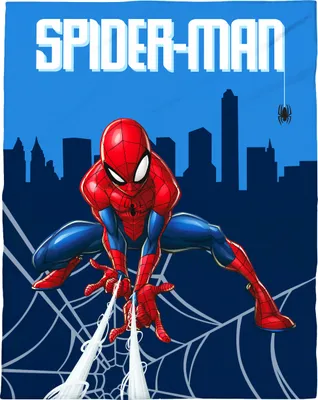 Produktbild von Marvel Spiderman Flanell Flauschdecke, Kuscheldecke 130 x 160 cm, blau