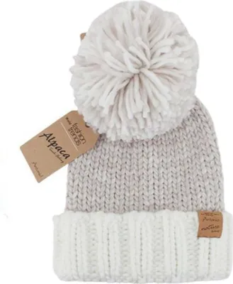 Immagine prodotto di Cappello invernale da donna " Cappello Emma con pompon " Cappello lavorato a maglia in lana, filato spesso " Cappello invernale con pompon: Beige Colore: Beige