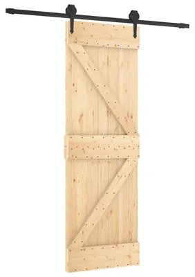 Zdjęcie produktu dla vidaXL Drzwi przesuwne w kolorze naturalnym i czarnym, 70 x 210 cm, z litego drewna sosnowego