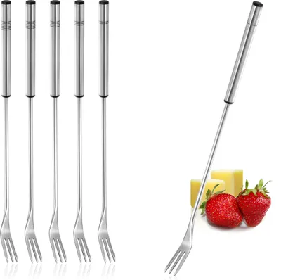 Produktbild von COM-FOUR® 6x Fondue Gabeln aus rostfreiem Edelstahl 26 cm - spülmaschinengeeignetes Fonduebesteck - Fonduespieße mit Edelstahlgriff