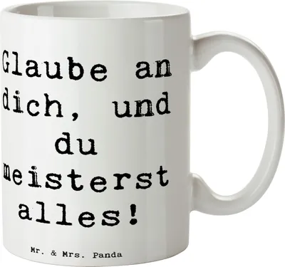 Produktbild von Mr. & Mrs. Panda cappuccinotasse Spruch Stolpersteine im Alltag meistern - Weiß - Geschenk, Becher, haferl, Vertrauem, tasse für kaffee, Pott, positive Gedanken, Mut