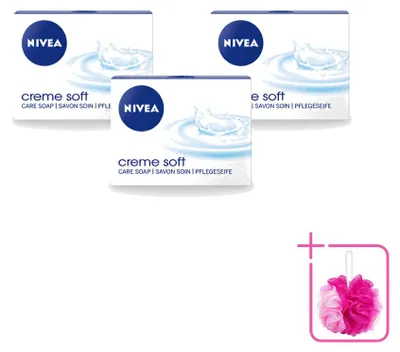 Immagine prodotto di 3 confezioni di sapone Nivea Creme Soft, 100 g ciascuna - confezione risparmio - 3 pezzi