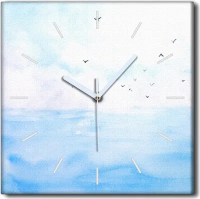Produktbild von Coloray Uhr auf Leinwand 30x30 cm Wand Uhr Dekoration Wohnzimmer Segeltuch weiße Zeiger -Aquarelle