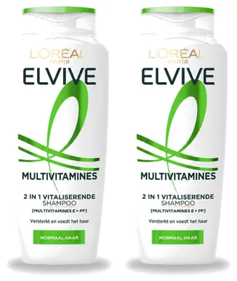 Obrázek produktu pro 2 x Šampon L'Oréal Paris Elvive Multivitamines 2 v 1 - 250 ml - Výhodná balení - 2 kusy
