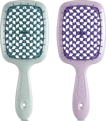 Image de Brosse à démêler Brosse à cheveux Lot de 2 pour cheveux naturels, bouclés (Vert