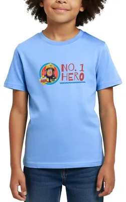 Produktbild von Spreadshirt Feuerwehrmann Sam™ No. 1 Hero Kinder T-Shirt, 98/104 (3-4 Jahre), Himmelblau