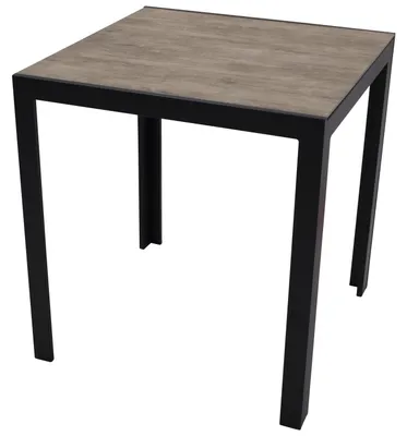 Produktbild von Bistrotisch / Stehtisch 70x70cm, Aluminium anthrazit, Tischplatte Glas in Keramikoptik dunkelgrau