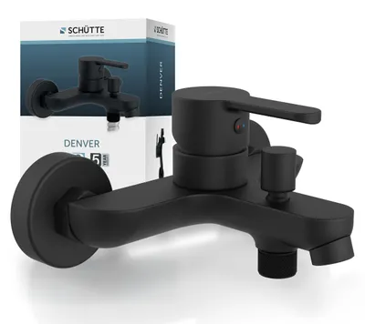 Produktbild von SCHÜTTE Design Wannenarmatur DENVER, Badewannenarmatur mit 1/2" Brauseanschluss, Einhebelmischer Bad Schwarz matt