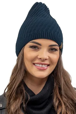 Produktbild von Vivisence damen beanie wintermütze warm und gemütlich kopfbedeckung an winter und herbst warm dick strickmütze, klassisch mütze für frauen, hergestellt in der eu, dunkelblau, einheitsgröße