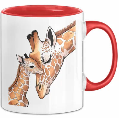 Produktbild von Giraffenmama Tasse Geschenk Lustige Geschenkidee Spruch (Rot)