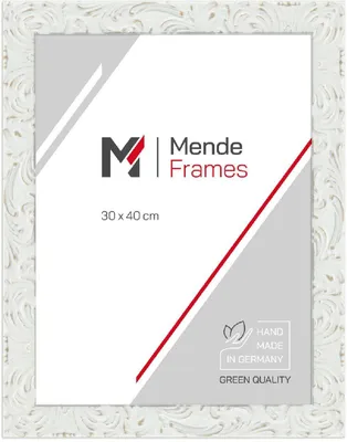 Produktbild von MendeFrames Bilderrahmen H650 Barock 70x90 cm weiß Klarglas