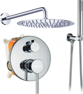 Produktbild von Wandmontierter Badewannen-Duschmischer mit Regenbrauseset