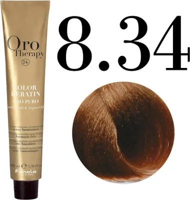 Obrázok produktu pre Fanola Oro Therapy 8.34 Light Blonde Golden Copper, Gaštanová, Light Blonde Golden Copper, Ženy, 100 ml, Všetky typy vlasy, Zachovávajúci farbu, Dlhotrvajúce, Lesk, Zmäkčovadlo
